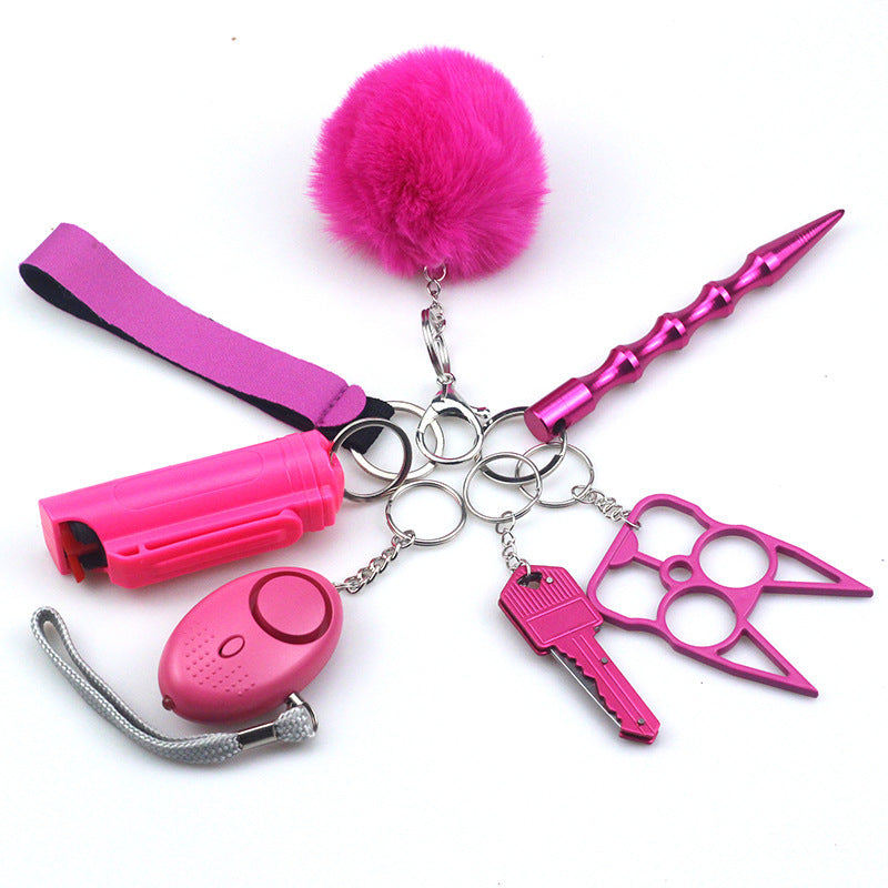 Wholesale  Multifunctional Hair Ball  7-piece Keychain Keychains Accessories