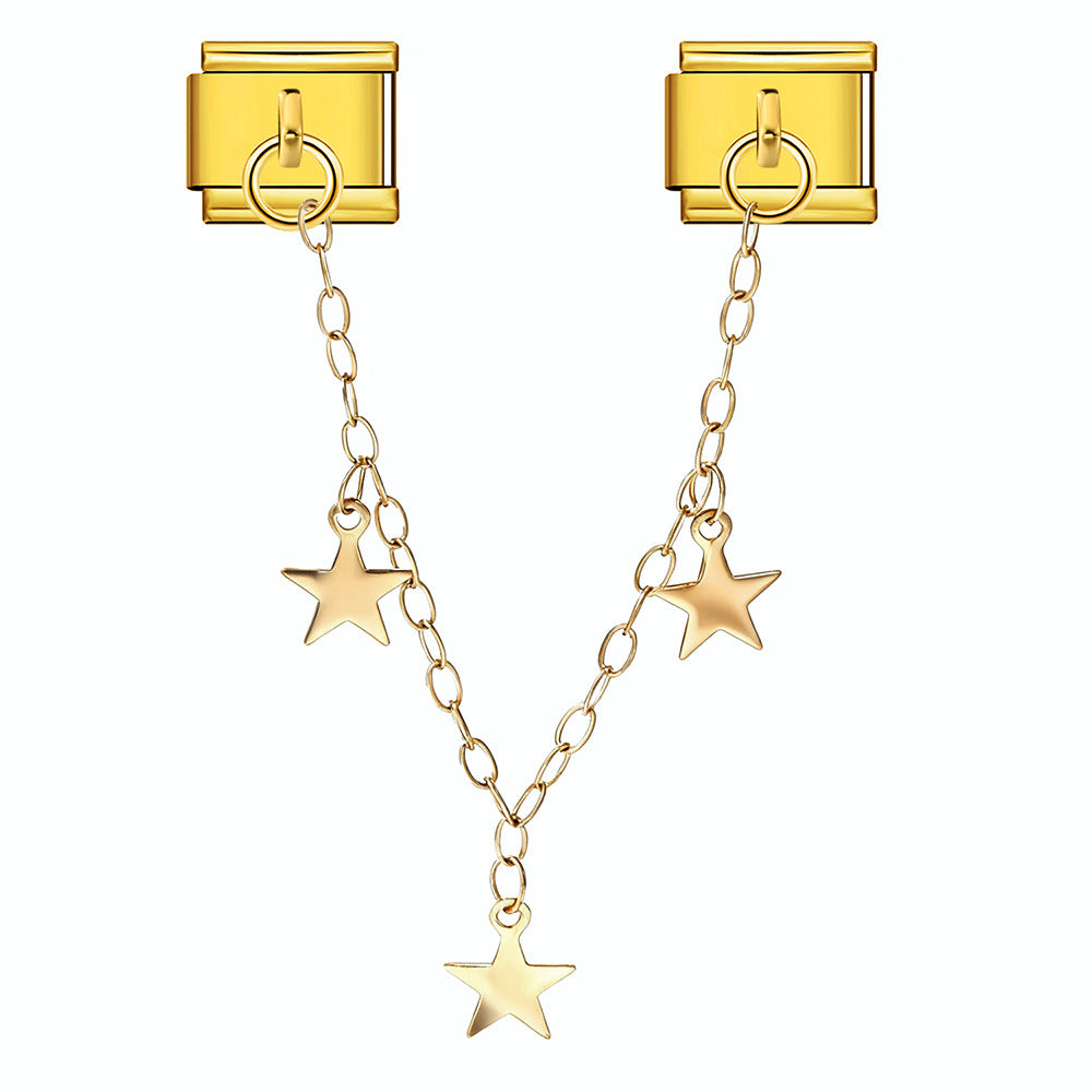 Wholesale  Italian Charm Bracelet 9mm DIY Butterfly Star Shape   Creative Stainless Steel Composable Bracelet