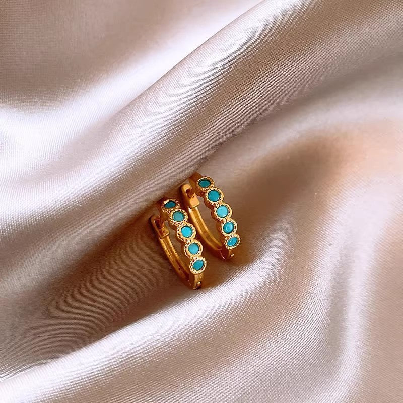 Wholesale Elegant  Sophisticated Four-Leaf Clover Turquoise Stud Earrings
