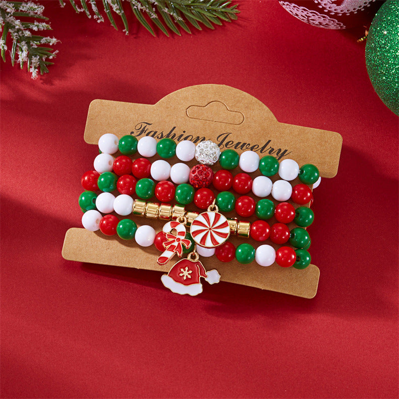 Wholesale Christmas soft ceramic multi-layer cartoon  bell bracelet