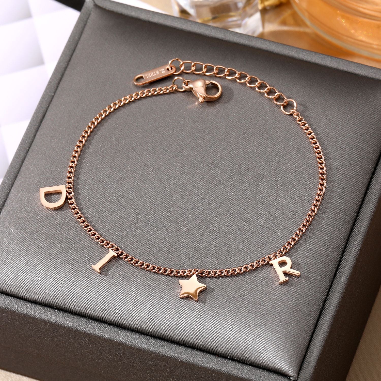 Wholesale stainless steel beach anklet seaside resort beach non-fading letters stainless steel anklet