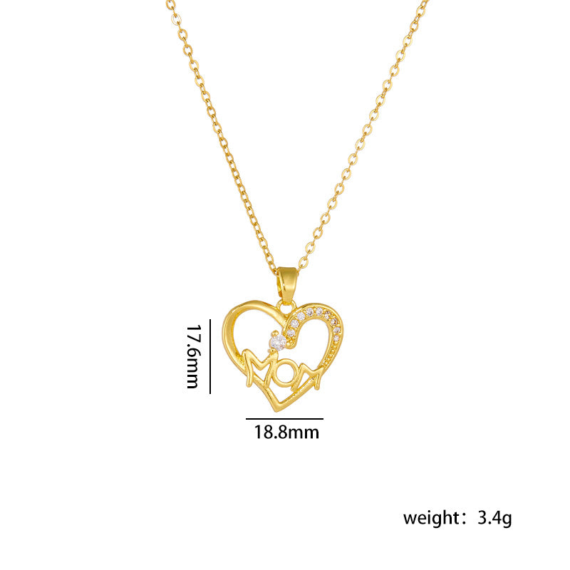 Wholesale Mother's Day Necklace Love Pendant Clavicle Chain Heart Necklace Choker Necklace ACC-NE-Rongc012