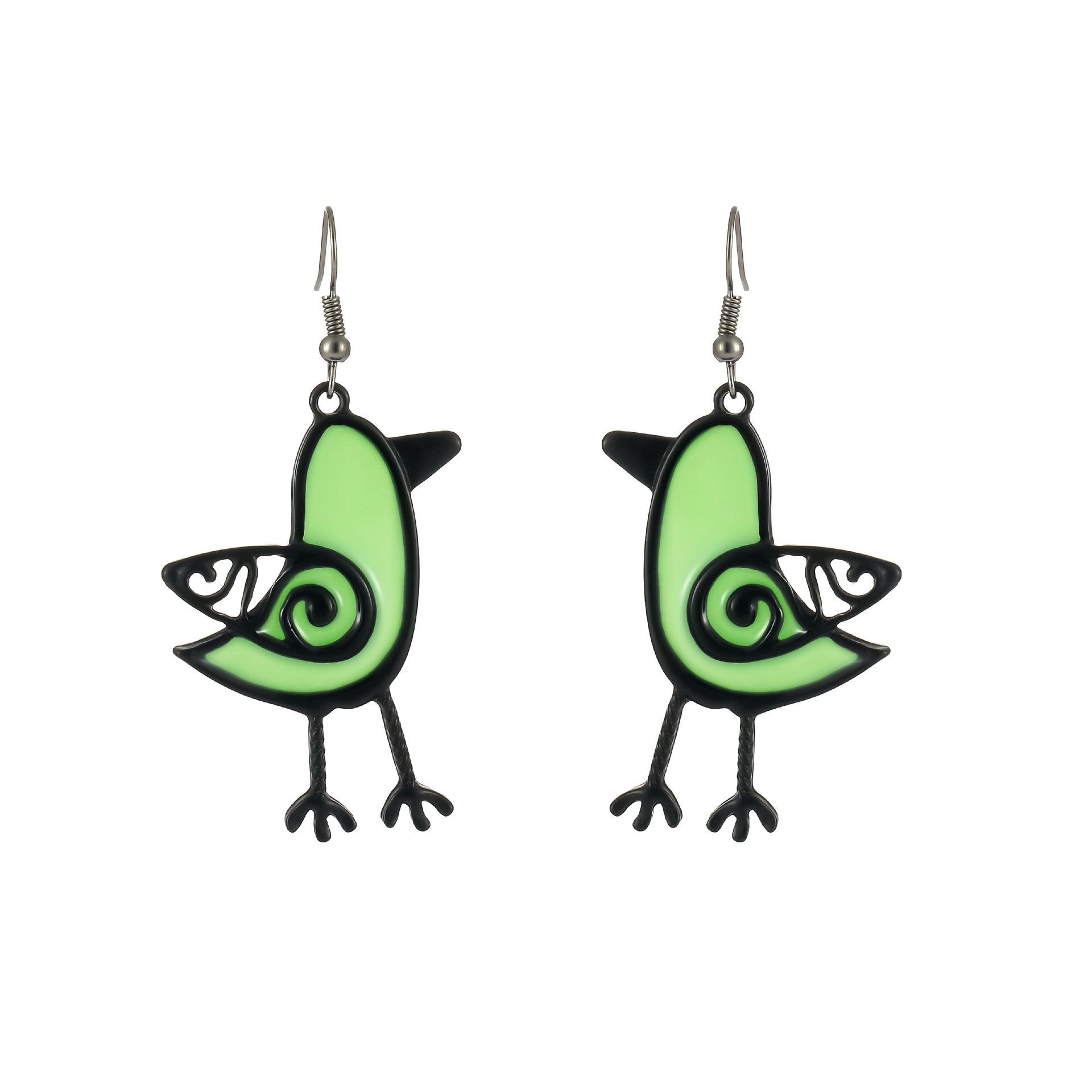 Wholesale  light luxury green chicken stereo handmade earrings