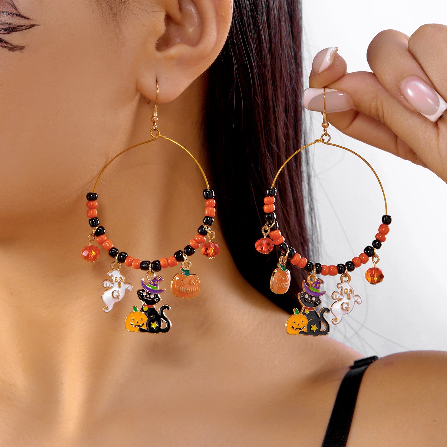 Wholesale Cute  Pumpkin Ghost Spider Bat Cat Halloween Earrings