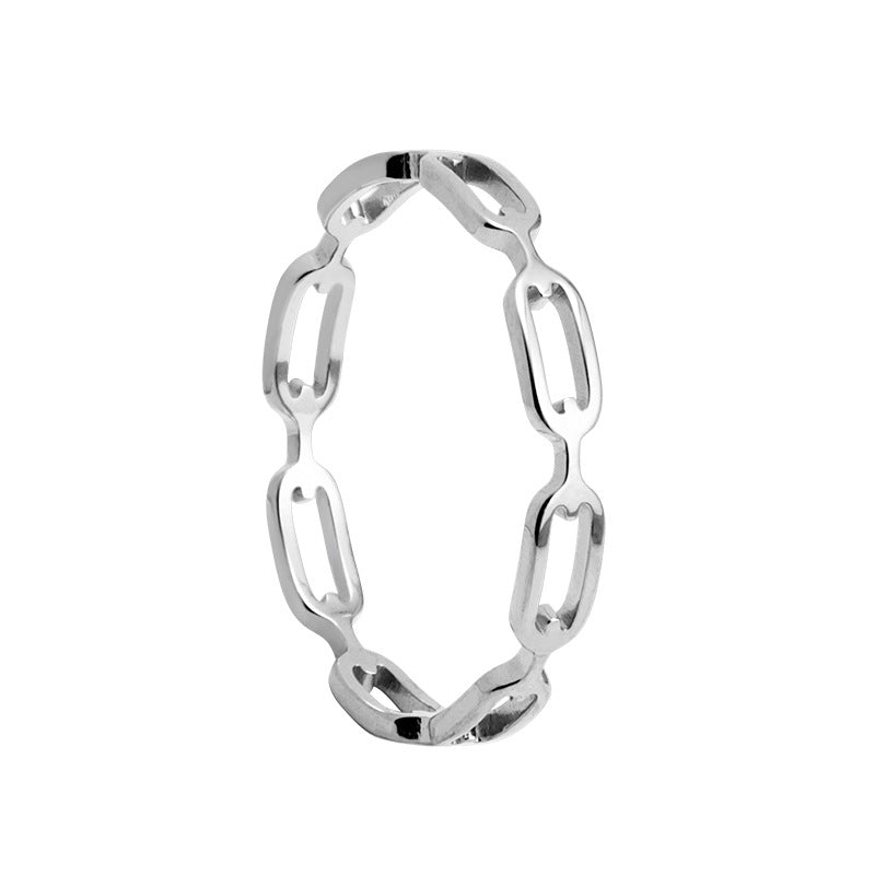 Wholesale Trendy Titanium Steel Cut Out Chain Ring Fashion Jewelry Accessory for Gift or Everyday Wear