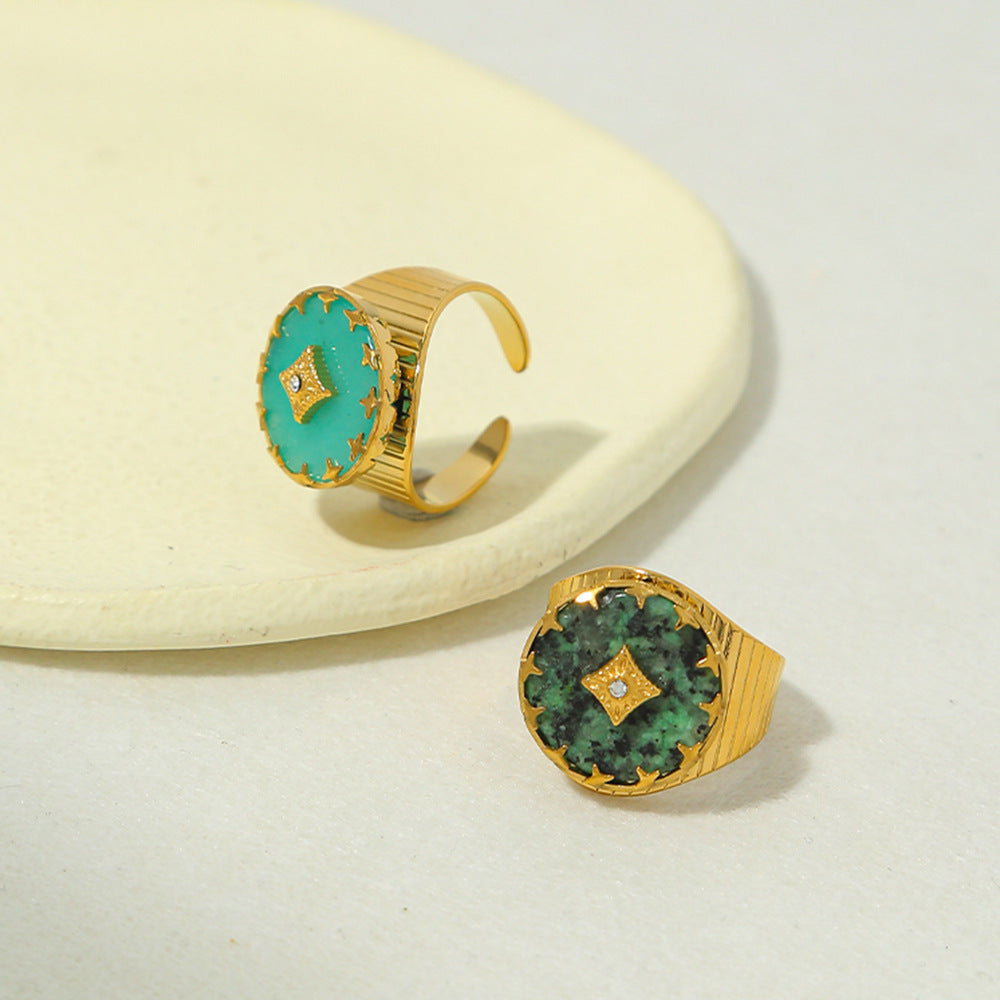 Wholesale Titanium Steel retro metal feeling open ring