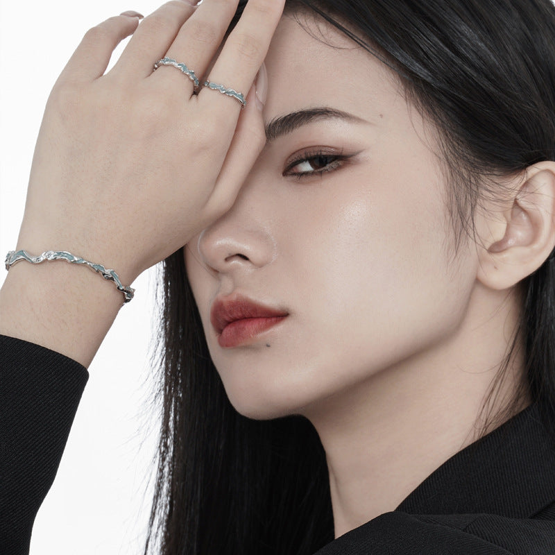 Wholesale Mint Blue Textured S925 Sterling Silver Bracelet ACC-BT-YWE001