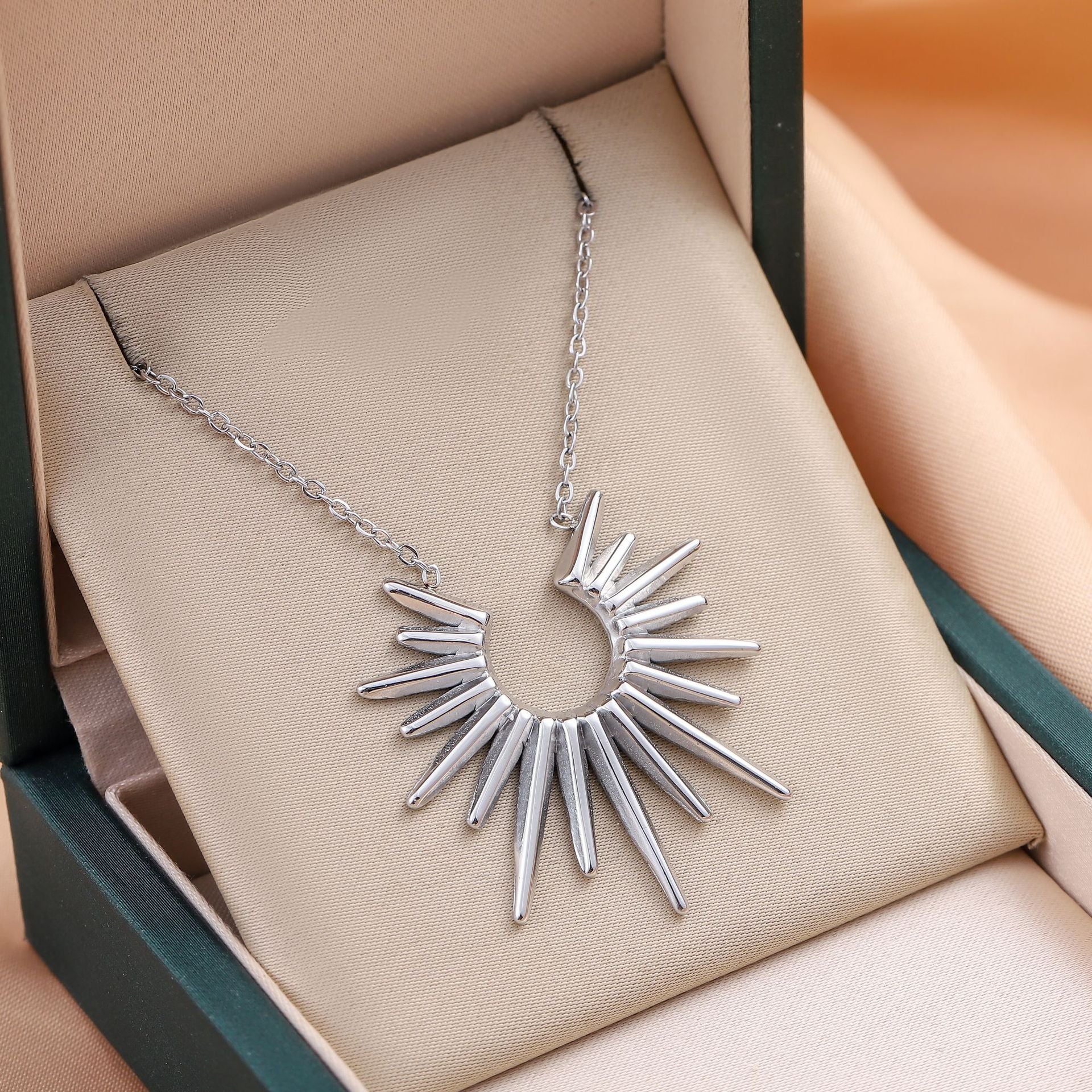 Wholesale Radiation Sunflower Titanium Steel Necklace