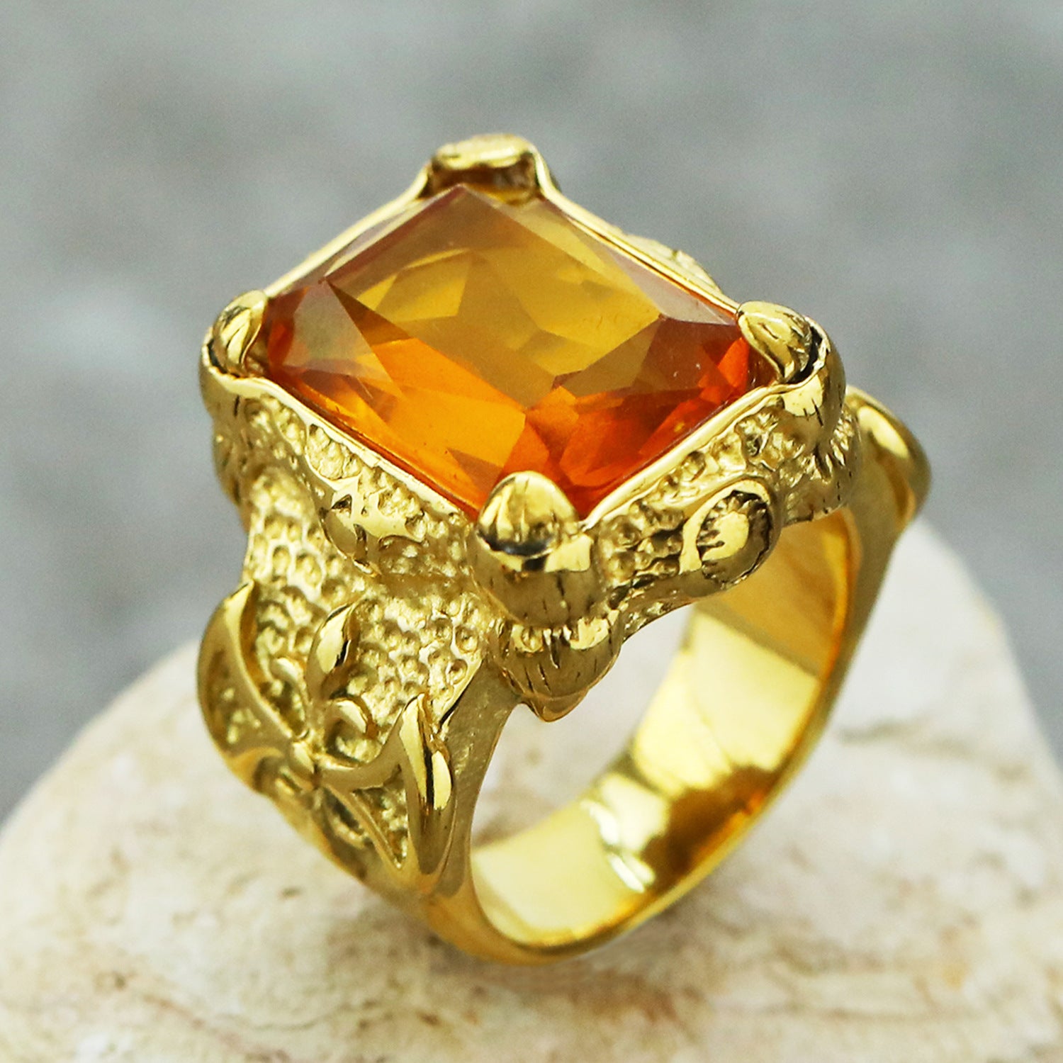 Wholesale Vintage Titanium Steel Ring with Zircon Men’s Rings ACC-RS-Hait006