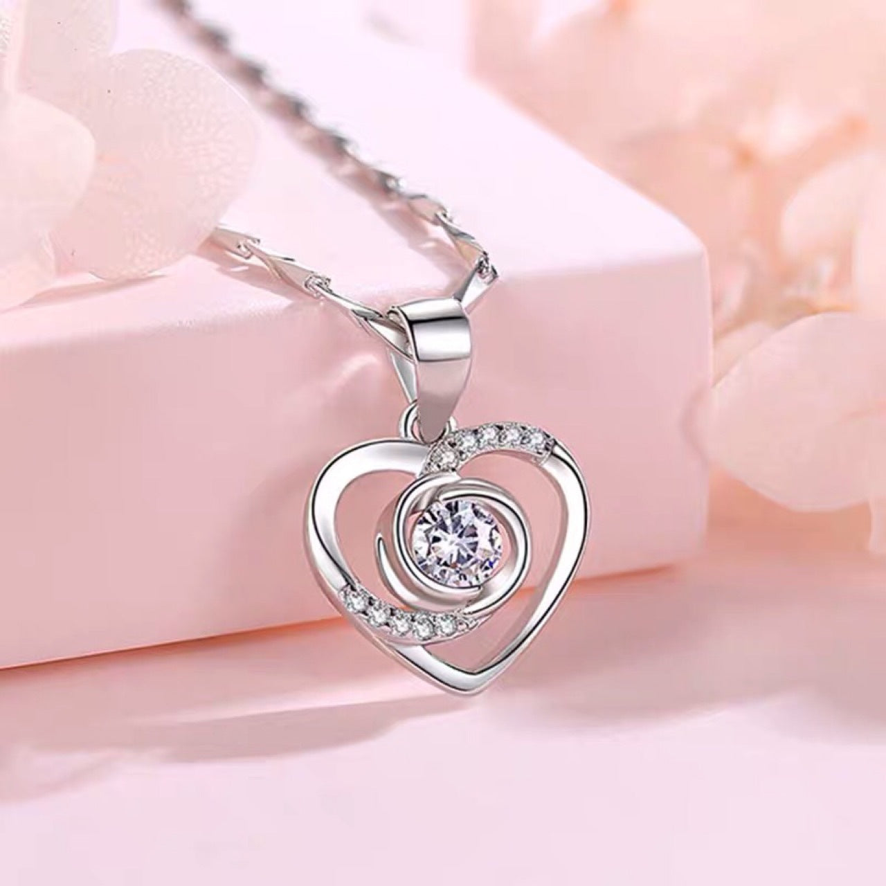 Wholesale S925 Neck Chain Love Heart Shape Necklace
