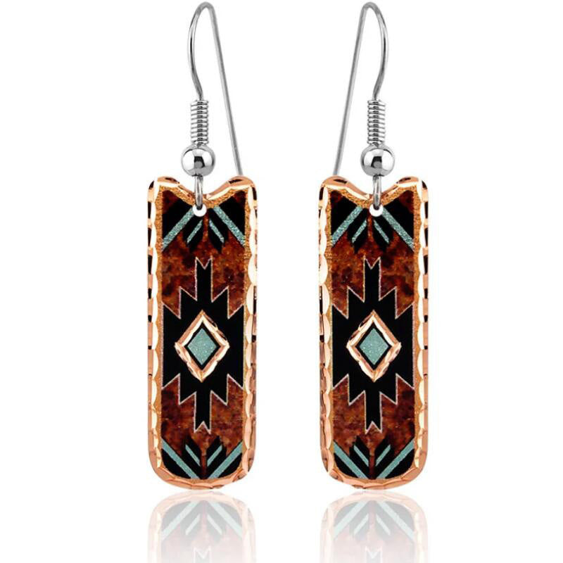 Wholesale  bohemian Western style craft pattern drop oil earrings