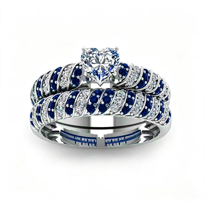 Wholesale Vintage Red Zircon Ring Set for Men and Women,  Alloy Jewelry Accessory