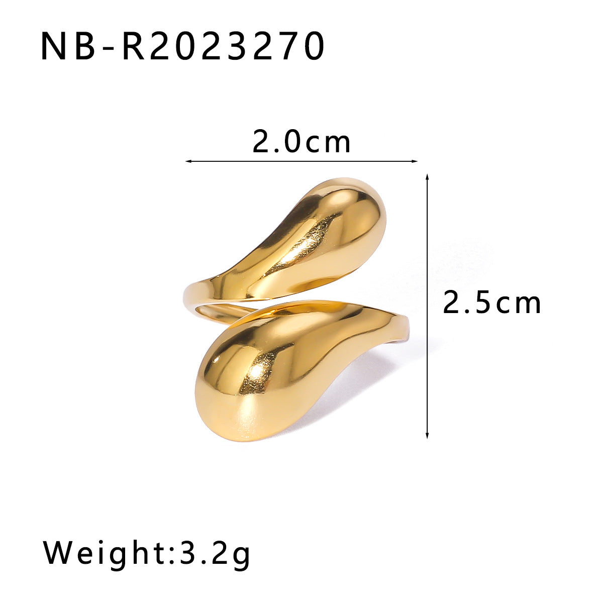 Wholesale geometric irregular water drop line hollow titanium steel  ring