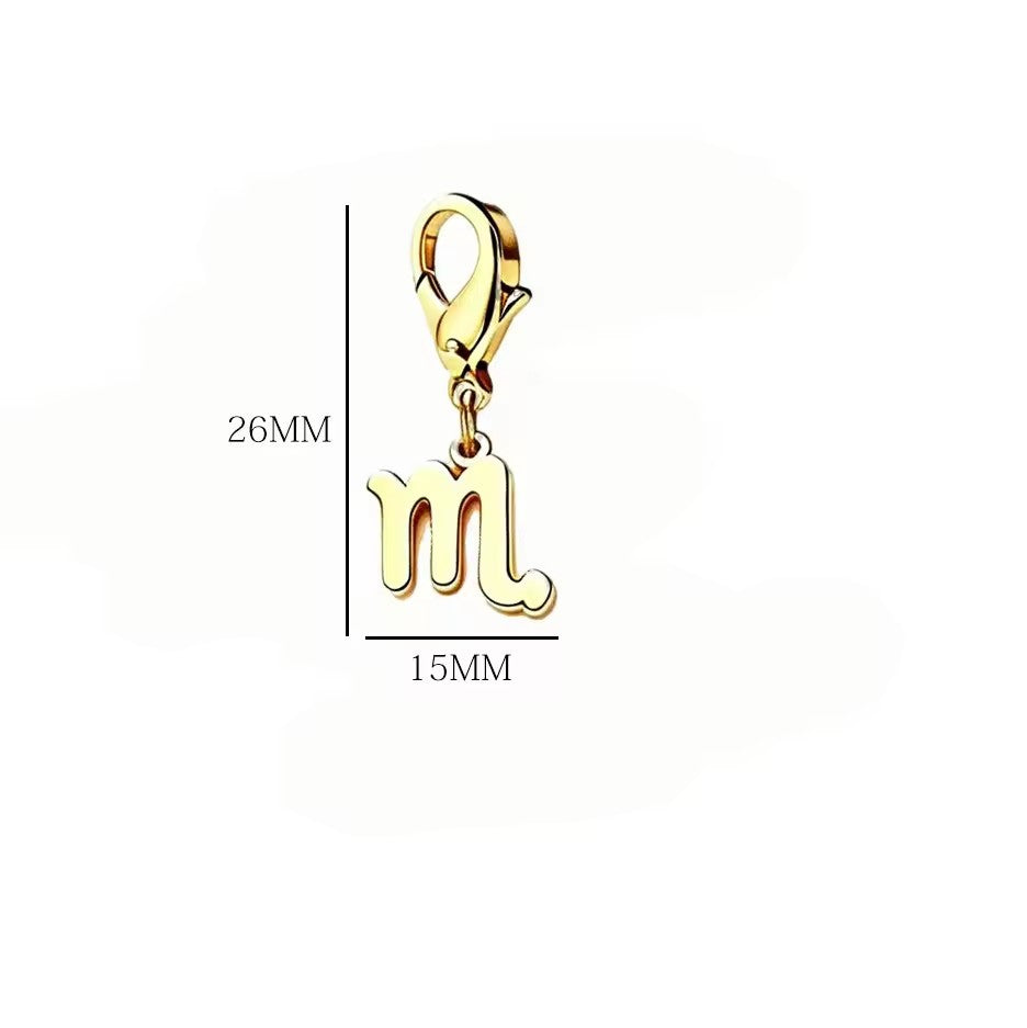 Wholesale Casual Stainless Steel Zodiac Pendant Charms with Lobster Clasp for DIY Jewelry Bracelets Necklaces,  Gift Idea