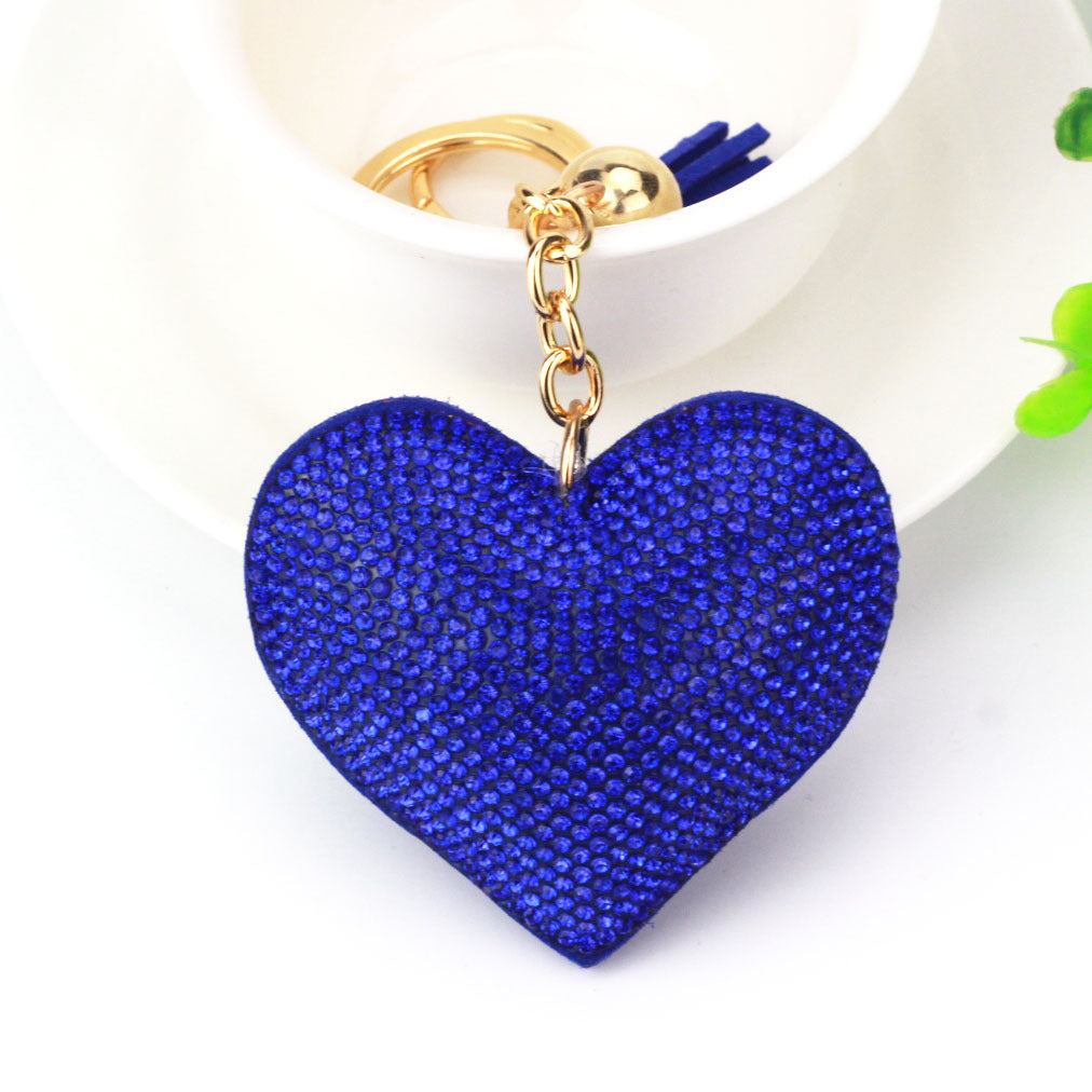 Wholesale 12pcs Heart Shape Hot Diamond Leather Keychain ACC-KC-DC001