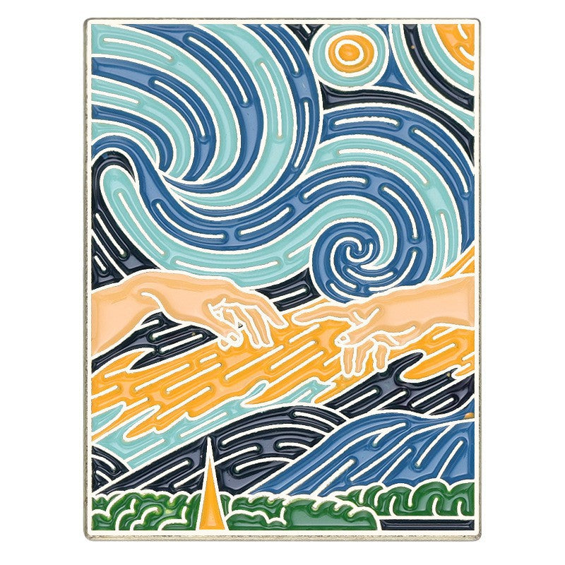 Wholesale Oil Painting Series Brooch Set Starry Sky Sunflower ACC-BCH-QiHe003