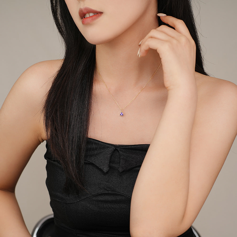 Wholesale S925 sterling silver teardrop-shaped colored zircon light luxury necklace