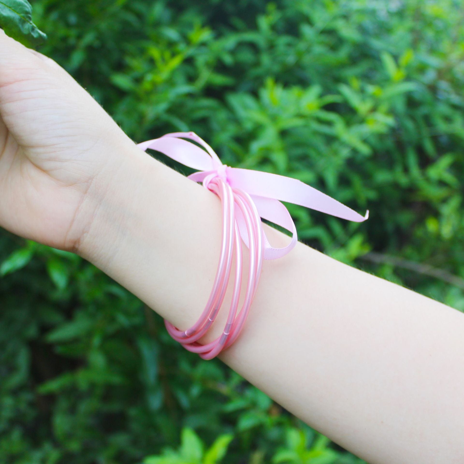 Wholesale Plastic Silicone Tube Gold Foil Jelly Bangles Five Layer Bracelet ACC-BT-YTian001