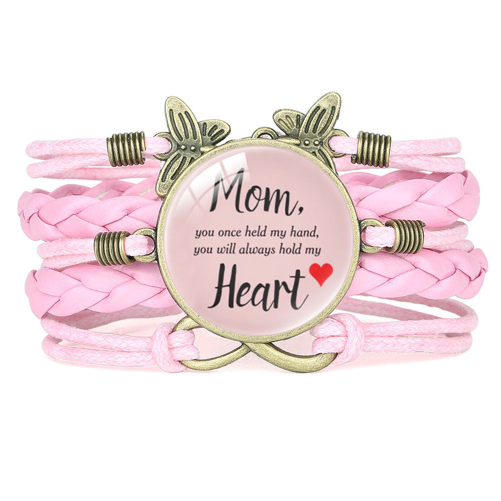 Wholesale Letter mom multi-layer braided leather bracelet