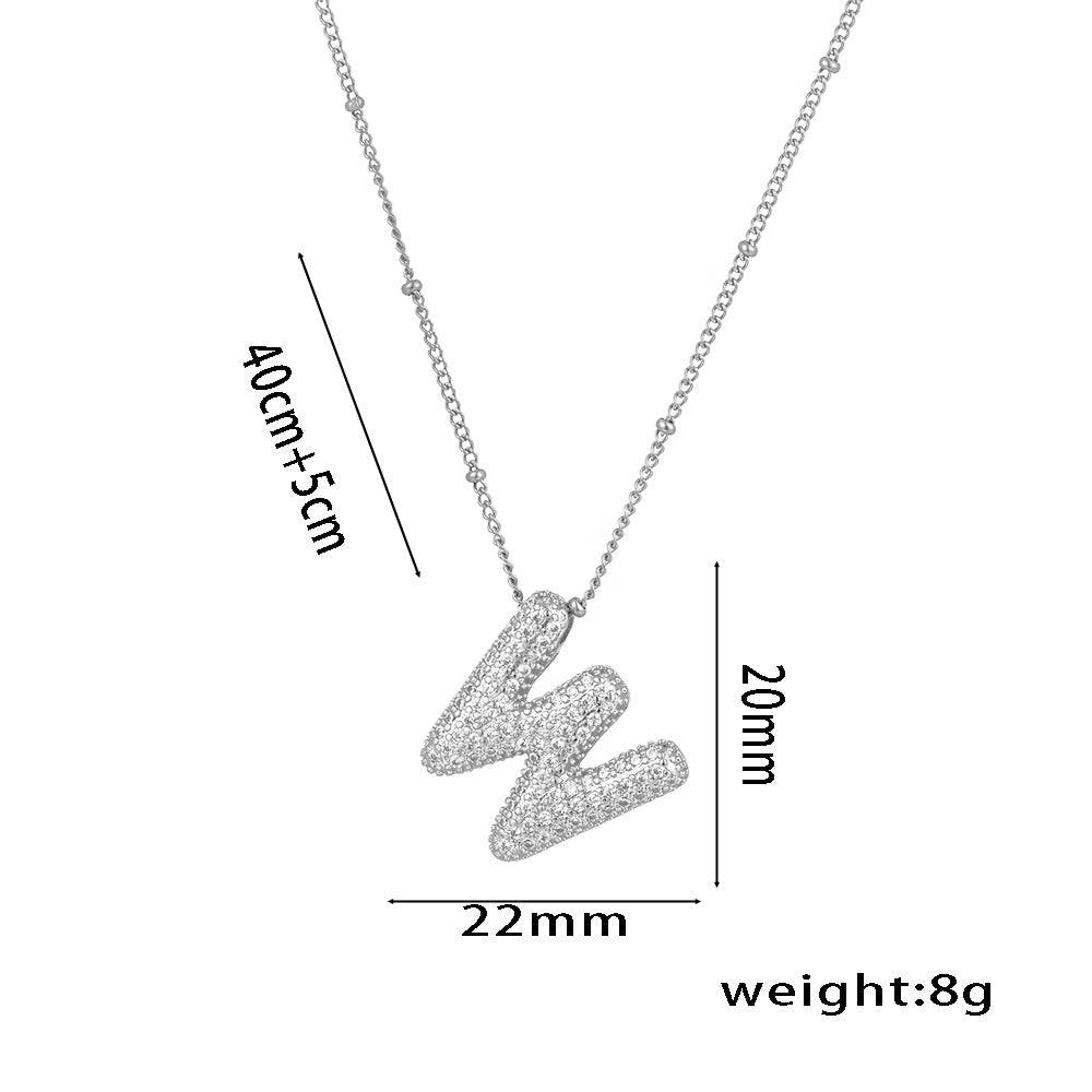 Wholesale Micro-Inlaid Zirconia Letter Pendant Necklace ACC-NE-KuCai012