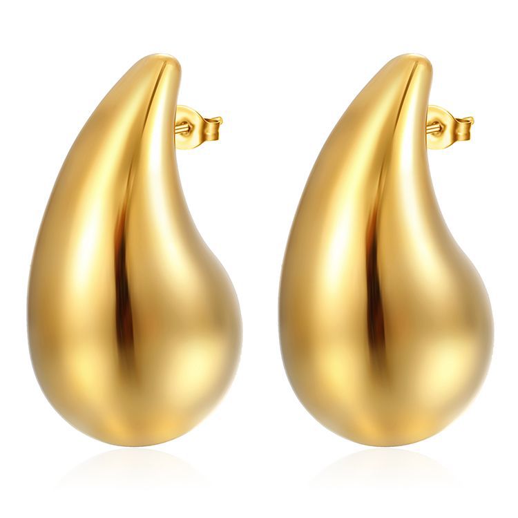 Wholesale Extra Large Teardrop Hollow Stainless Steel Earrings Gold Plated Fashion Accessory for Boutique Resale