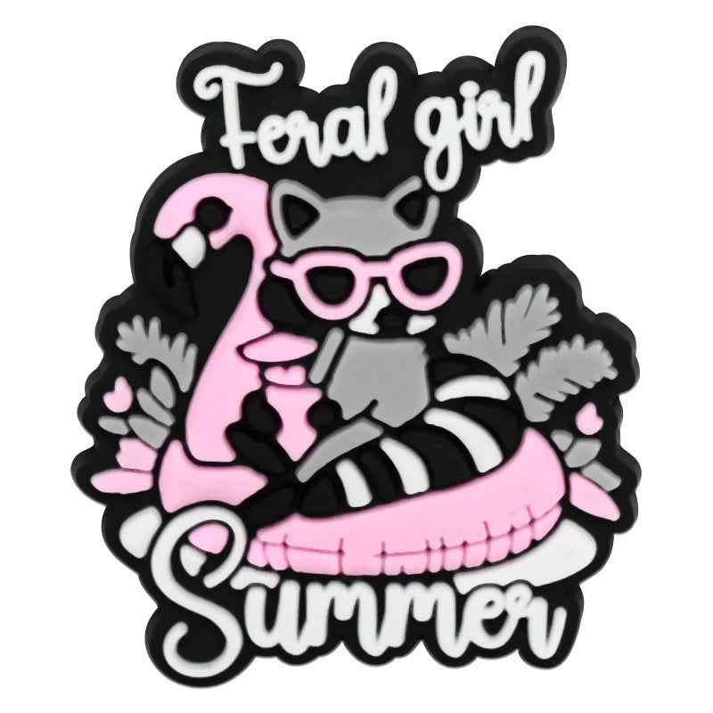 Wholesale Random 100pcs Cartoon raccoon-shaped  PVC Soft Rubber Shoe Buckle Decoration