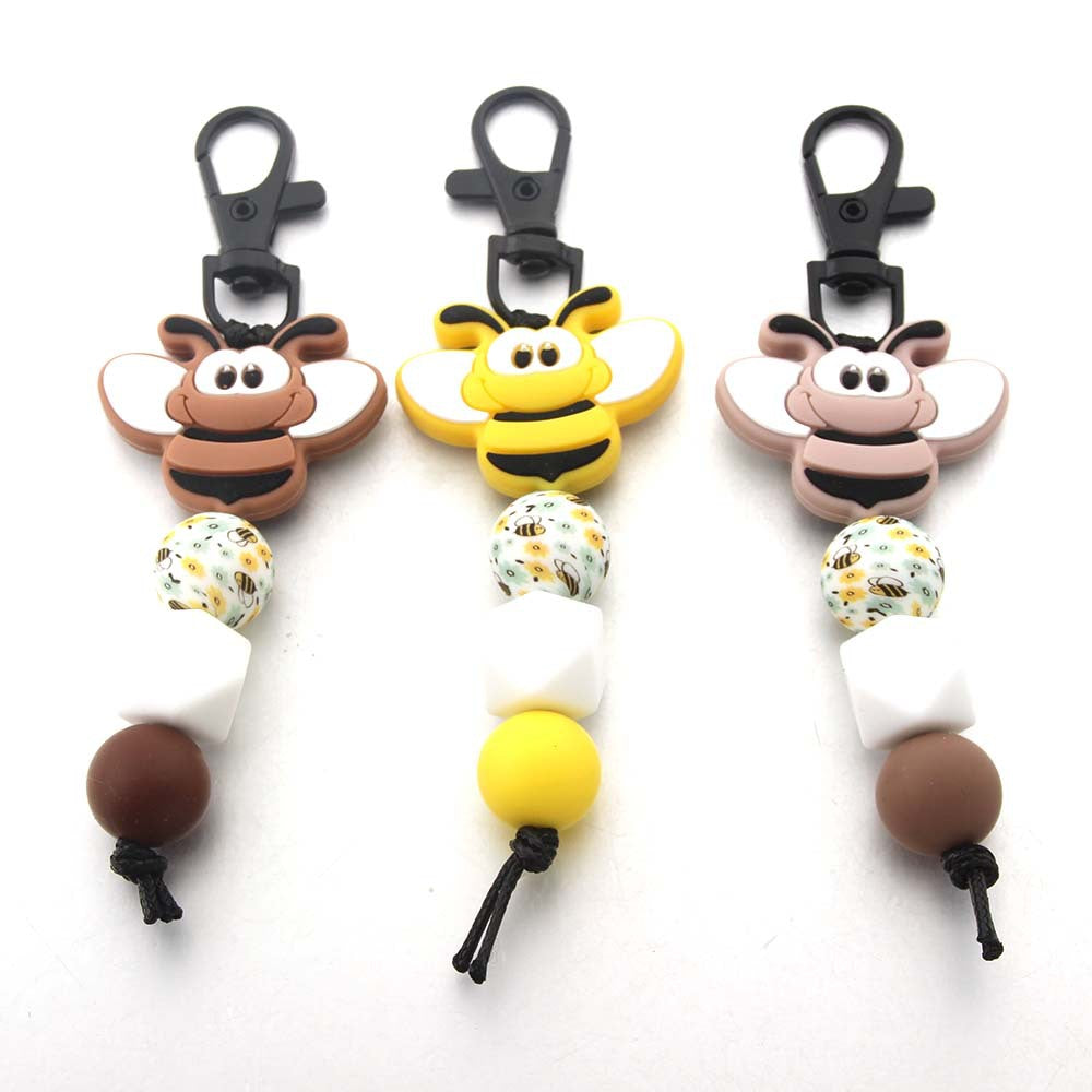 Wholesale Bee Silicone Beaded Keychain ACC-KC-JinAn003
