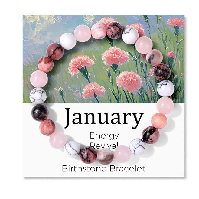 Wholesale Chic Natural Stone Bracelet Pink Zebra &  Quartz Beads Fashion Jewelry Accessory for Everyday Wear