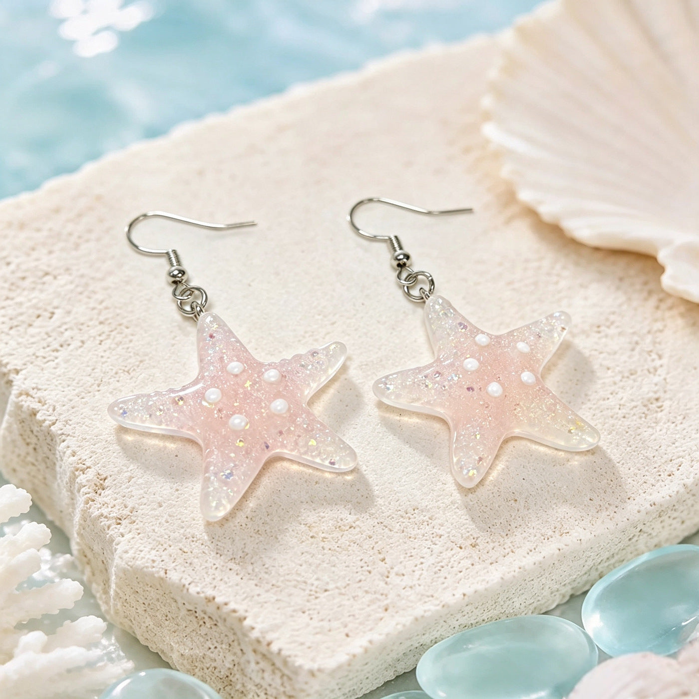 Wholesale Starfish Earrings For Women Summer Beach Gradient Jelly Macaron Fashion Jewelry Accessory