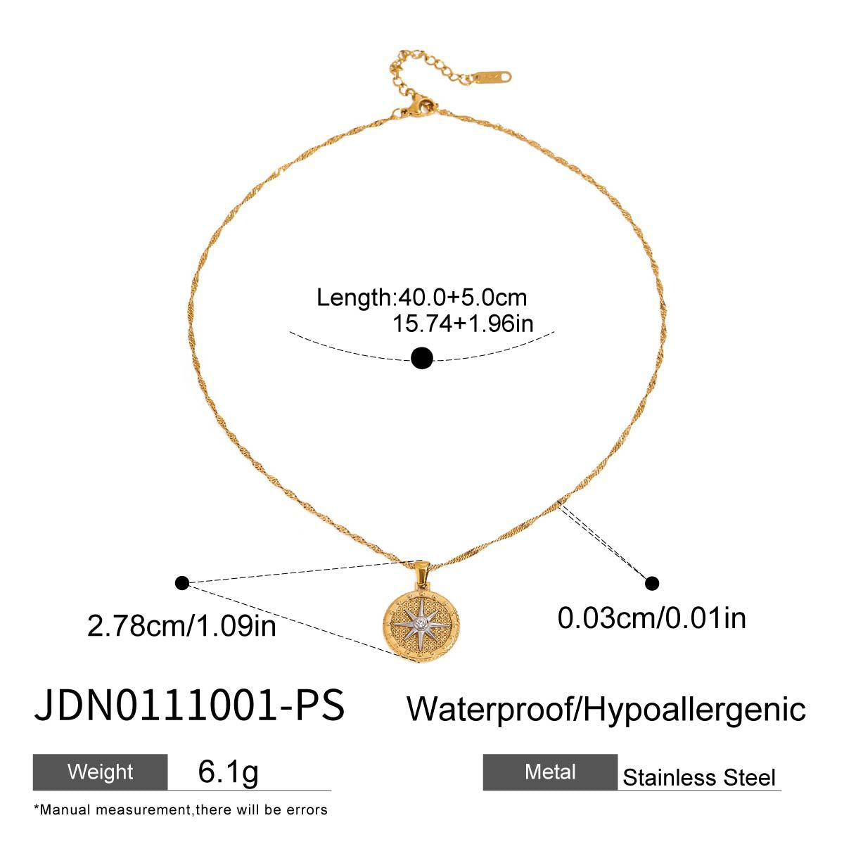 Wholesale 18k gold stainless steel gold and silver color matching stars round pendant necklaces