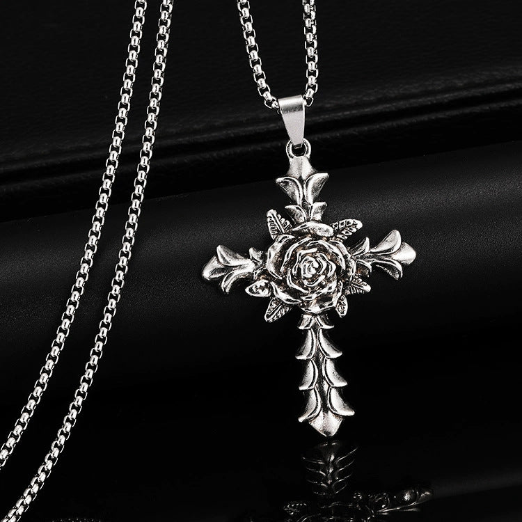 Wholesale Titanium Steel  Cross Necklace  Hip-Hop All-Match Pendant Necklaces
