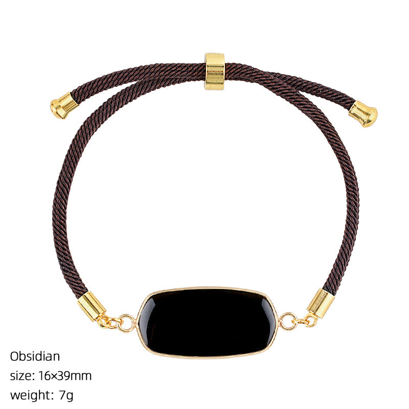 Wholesale Modern Minimalist Natural Stone Amethyst Bracelet Adjustable Woven Rope Unisex Fashion Accessory Gift