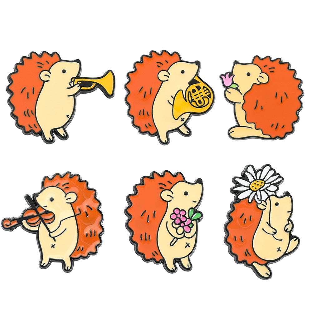 Wholesale Cartoon cute hedgehog metal badge brooch