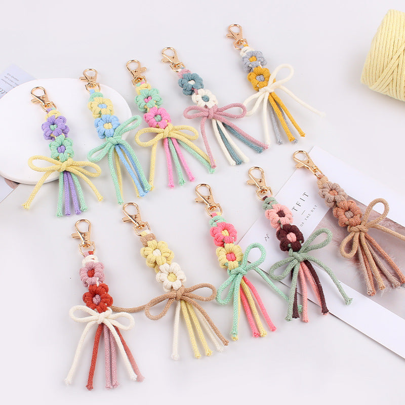 Wholesale Pure Hand-woven Cartoon Flower Keychain