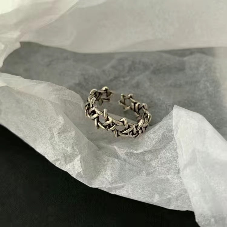 Wholesale Retro Roman Numeral Ring Set 3 Piece Distressed Alloy Open Ring Stylish Unisex Fashion Accessory