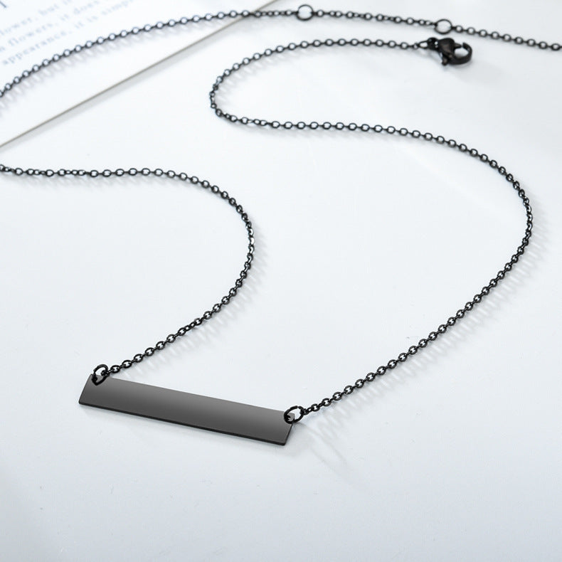 Wholesale Black Titanium Steel Box Chain Necklace |  Geometry Pendant for Daily Layering Jewelry Accessory