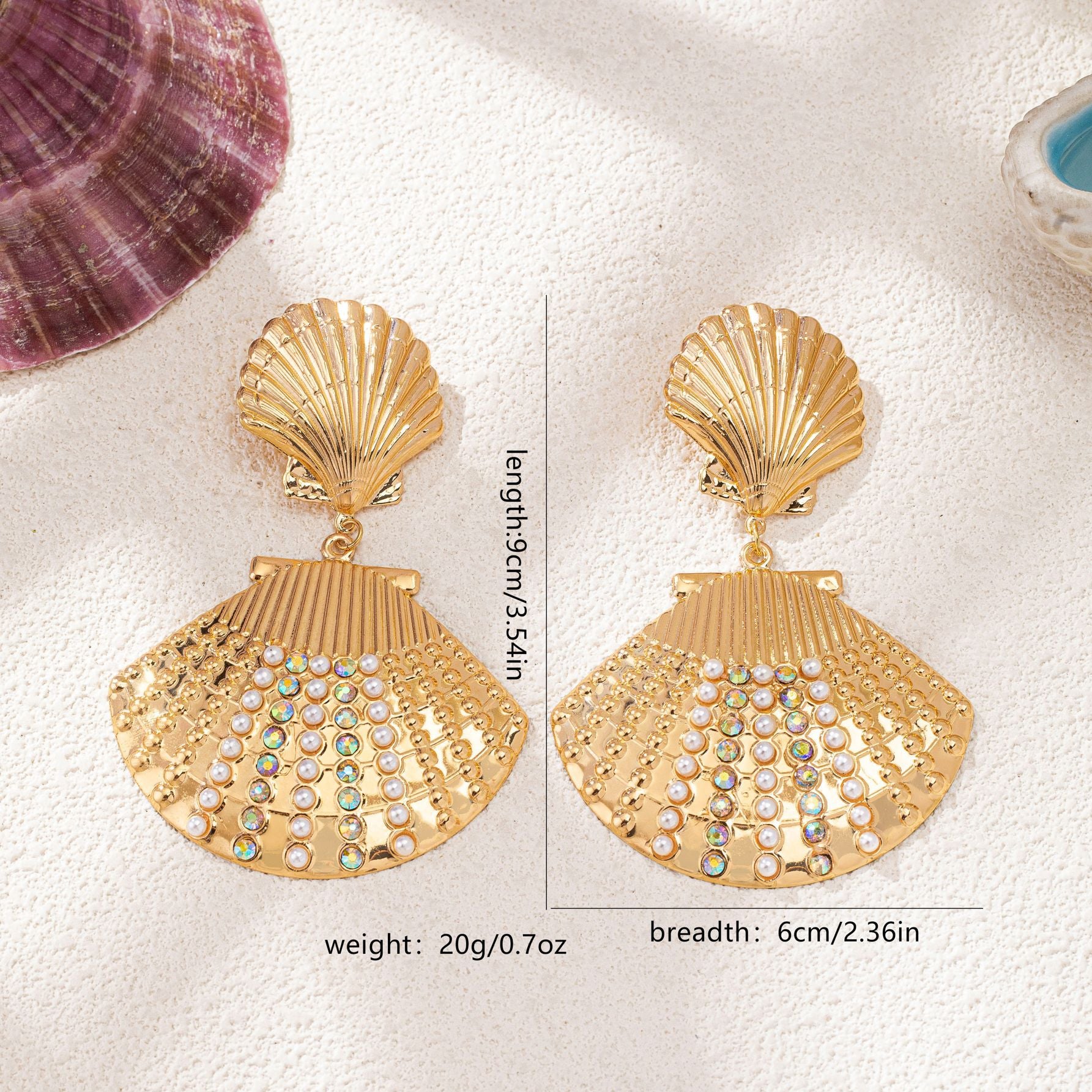 Wholesale Shell Flower Earrings For Women Gold Plated Alloy Summer Seaside Fashion Jewelry Accessory