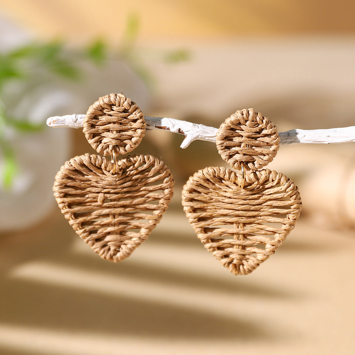 Wholesale Bohemian Exaggerated Raffia Earrings Hand Woven ACC-ES-XLH002