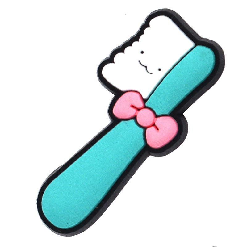 Wholesale Random 100pcs  cartoon toothbrush   PVC Soft Rubber Shoe Buckle Decoration