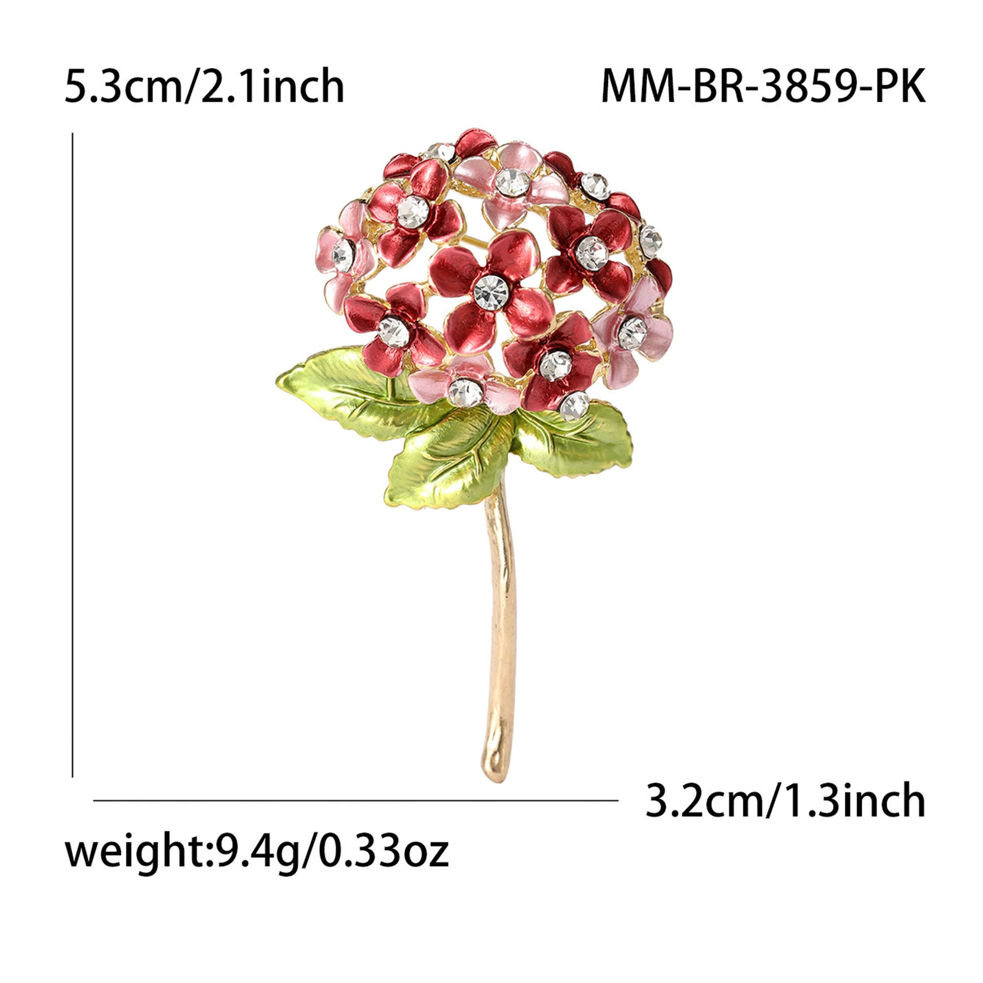 Wholesale Modern Hydrangea Flower Brooch Alloy Dripping Oil Pin For Women Fashion Suit Coat Decorative Accessory Boutique Gift Resale
