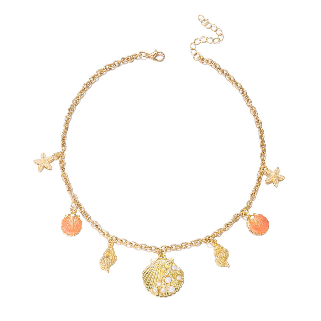 Wholesale Summer Vacation Style Starfish and Seashell Beach Necklace