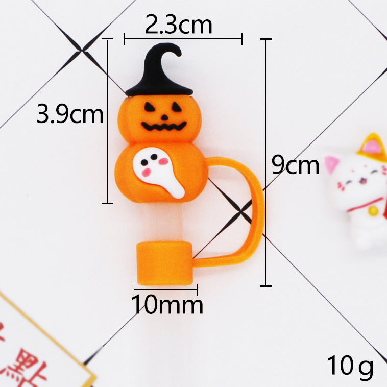 Wholesale  Straw Cover Fun PVC Dust Proof Cap For Straight Straws 10Mm White Star Ghost Straw Tube Cap