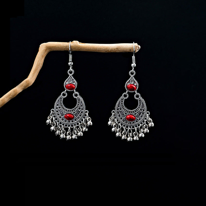 Wholesale Retro Bohemian Blue Turquoise Ethnic Style Alloy Earrings ACC-ES-MDD022