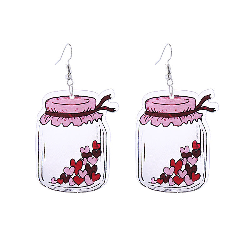 Wholesale Pink Valentine's Day Cute Cat Envelope Double Sided Acrylic Earrings ACC-ES-ChouT006