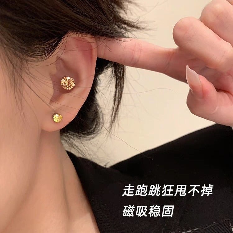 Wholesale Magnetic Cochlear Studs Zircon Titanium Steel Earrings Ear Bone Clips ACC-ES-Qiuy005