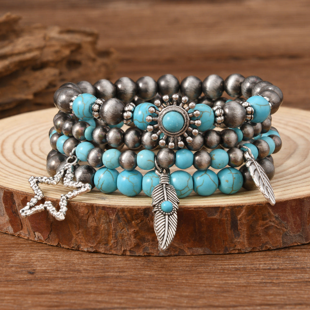 Wholesale Bohemian Turquoise Stackable Bracelet Set - Fashion Accessory for Everyday Wear
