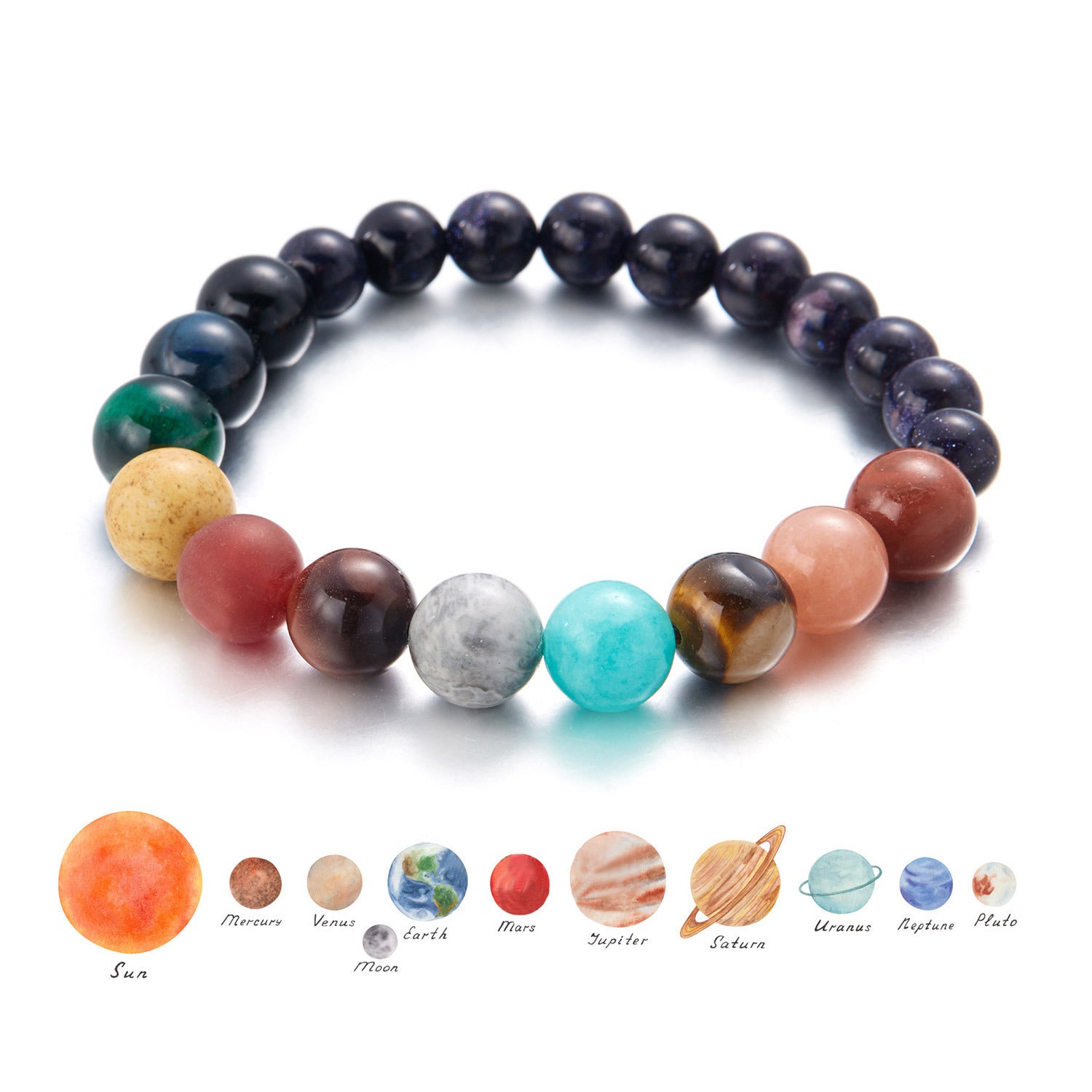 Wholesale Zodiac Planet Bracelet For Couples Handmade Natural Stone Universe Design Fashion Jewelry Accessory Travel Souvenir Gift