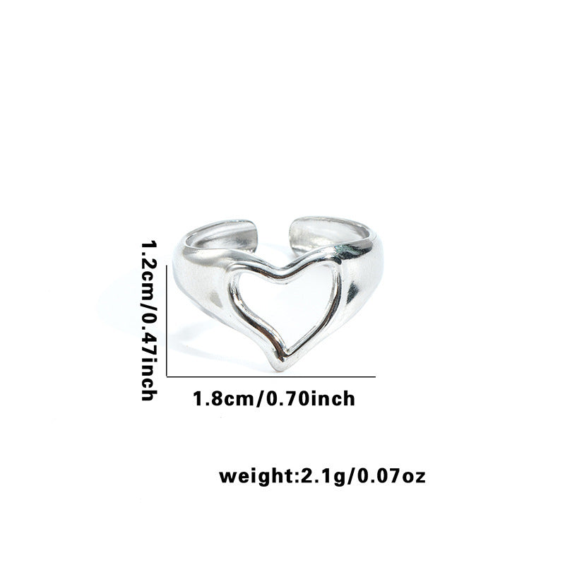 Wholesale Geometric Asymmetrical Heart Titanium Steel Ring Chic Boutique Resale