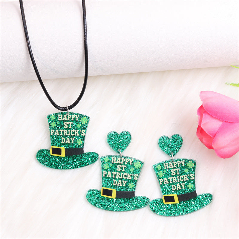 Wholesale St. Patrick's Day Flower Earrings Jewelry Set Acrylic Earrings