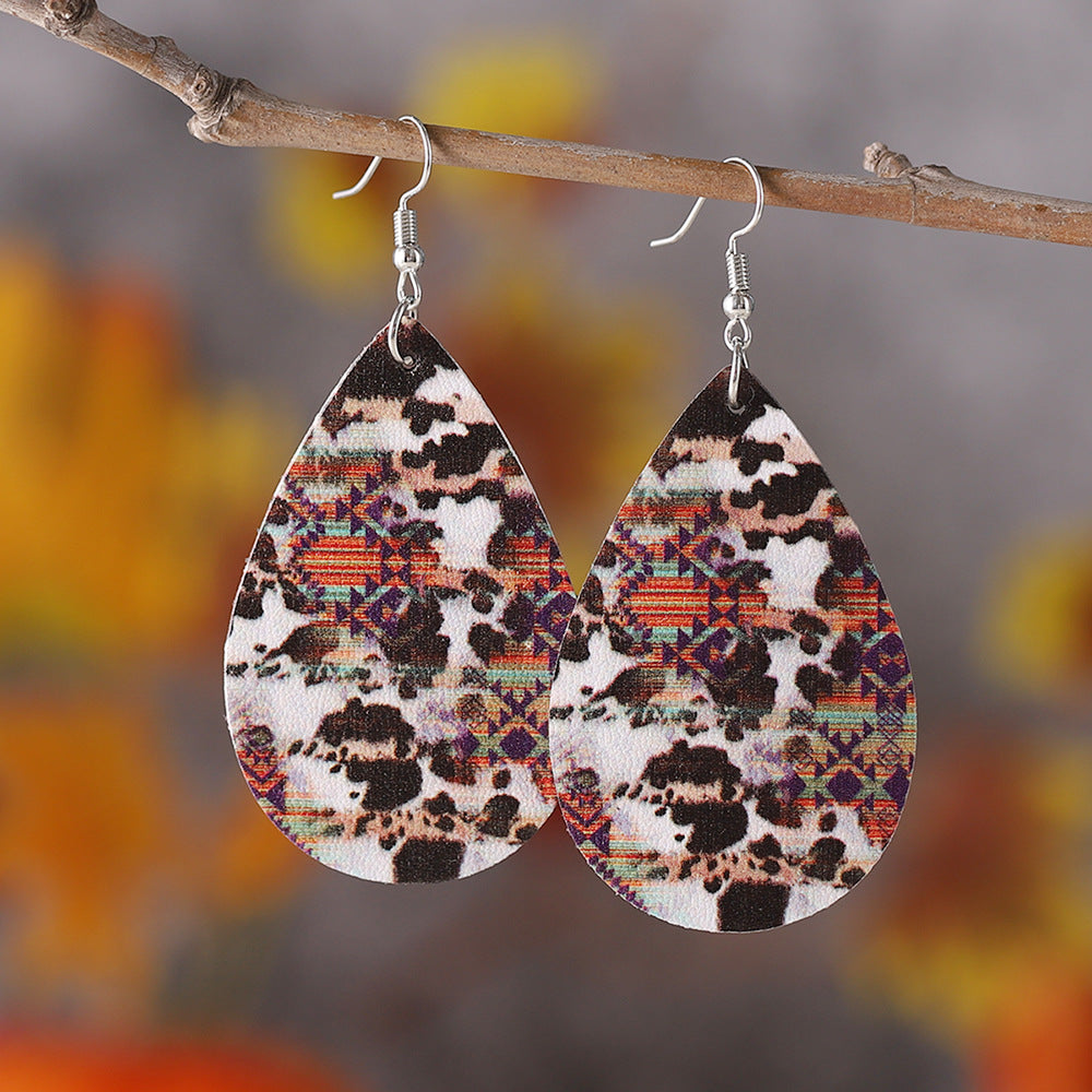 Wholesale Western Ethnic Style Sunflower Aztec Water Drop Pendant Earrings ACC-ES-ChuLian129